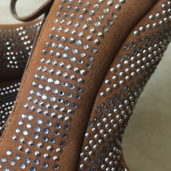 RHINESTONE ,Crystals,gravity ,heels ,heelles vegan suede platform ankles straps - Picture 8 of 8